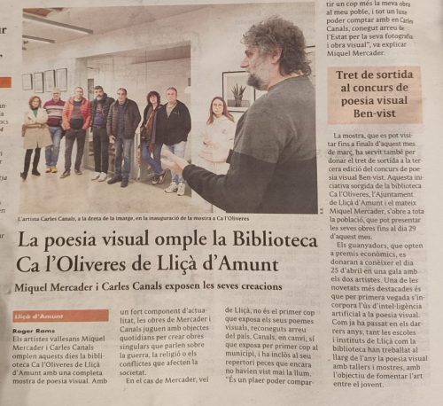 Retall de diari de l'exposició col.lectiva Miquel A. Mercader/Carles Canals