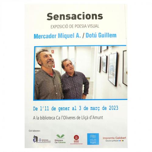Cartell Exposició SENSACIONS, Biblioteca Ca l'Oliveres de Lliçà d'Amunt. De l'11 de gener al 3 de març de 2023.